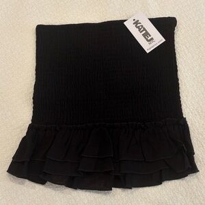 Katie J NYC Black Smocked Mini Skirt NWT